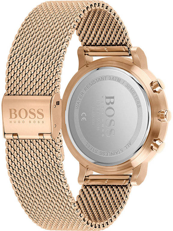 Zegarek męski Hugo Boss 1513808 w kolorze różowego złota - tył koperty i zapięcie bransolety