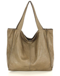 Skórzana torebka damska miejski shopper bag beżowy worek - MARCO MAZZINI v102L
