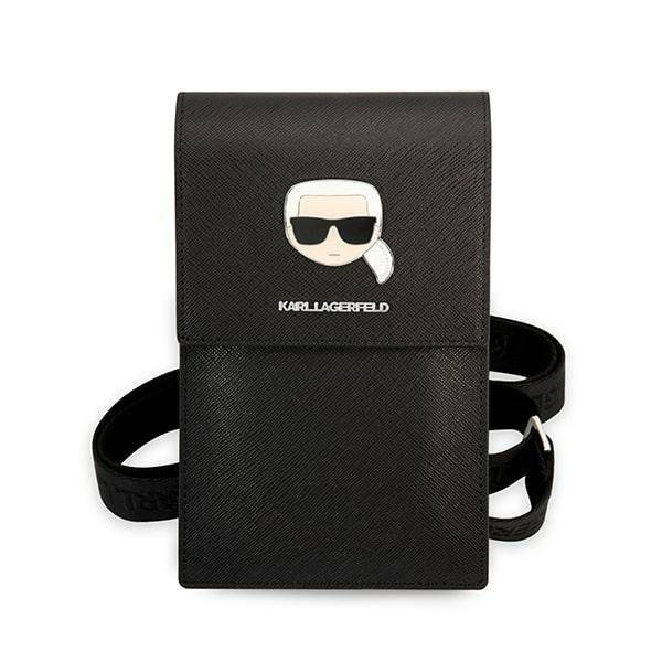 Torebka ze skóry eko damska Karl Lagerfeld Metal Karl Head listonoszka mała czarna - cecha produktu