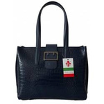 Torba skórzana damska Vera Pelle VP645BS kuferek A4 granatowa