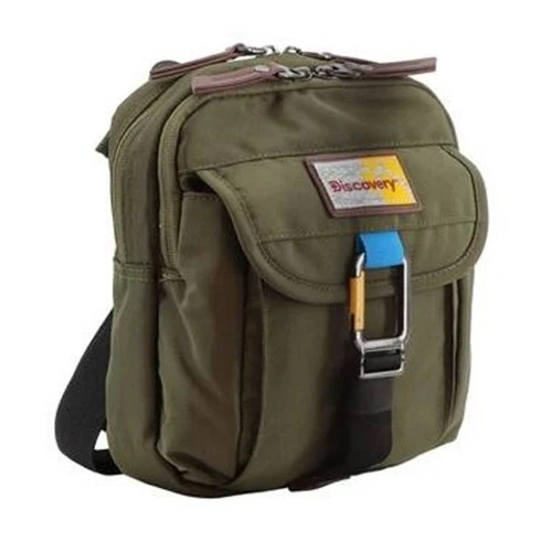 Torba Discovery Icon 712 khaki pod kątem, z kieszenią z klapą zapinaną na metalowy karabińczyk