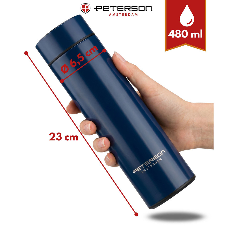 Termos ze stali nierdzewnej unisex Peterson TE-02 z LED 480 ml granatowy - cecha produktu