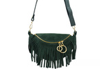 Saszetka skórzana zamszowa damska Barberini's 973-42 nerka crossbody ciemnozielona