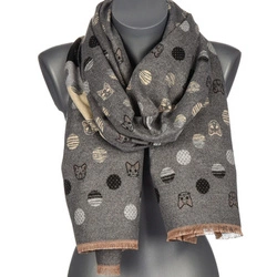 Szalik damski w koty bawełniany dwustronny szary AX-123-4
