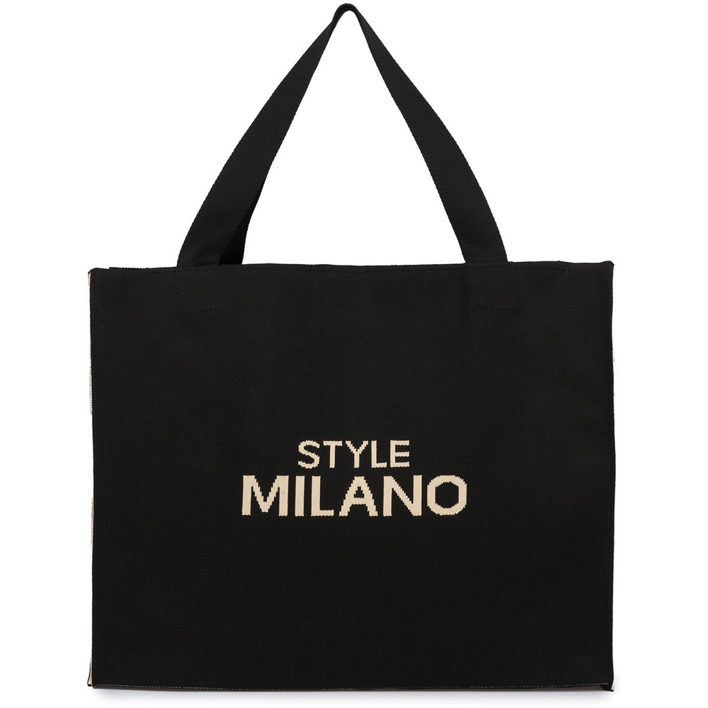 Czarna torba damska Krateczka TOR-GE-10, z napisem STYLE MILANO, przód
