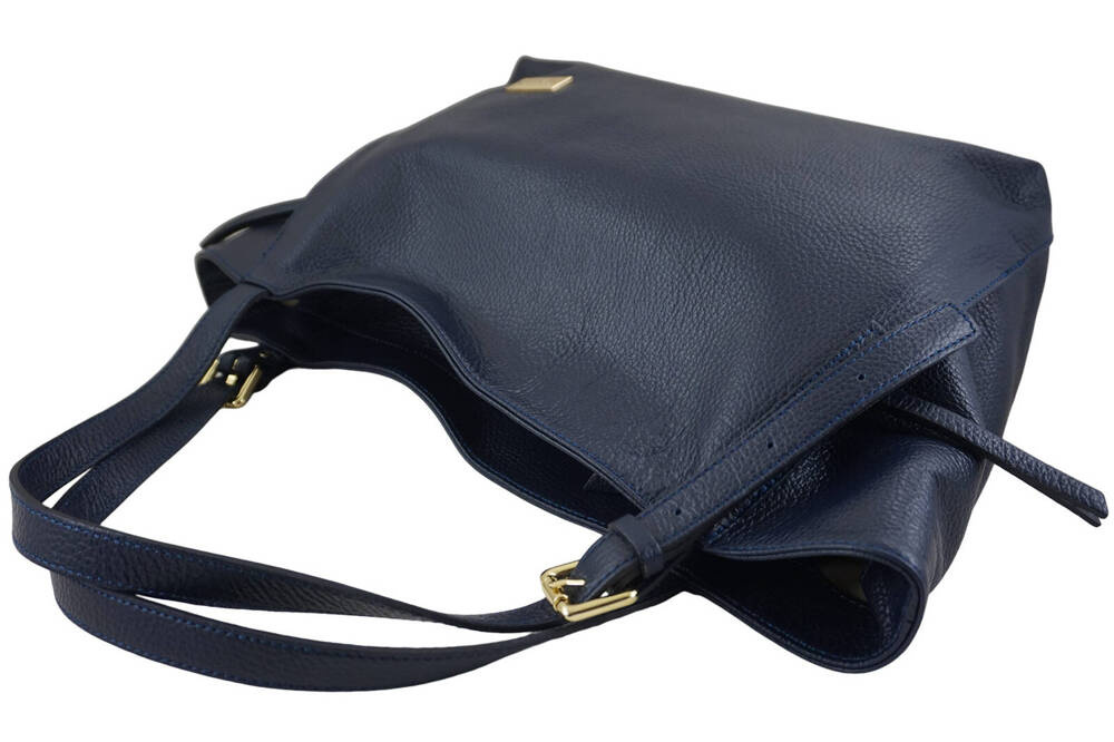 Torebka ze skóry licowej damska Barberini's 987-4 shopper A4 granatowa - cecha produktu