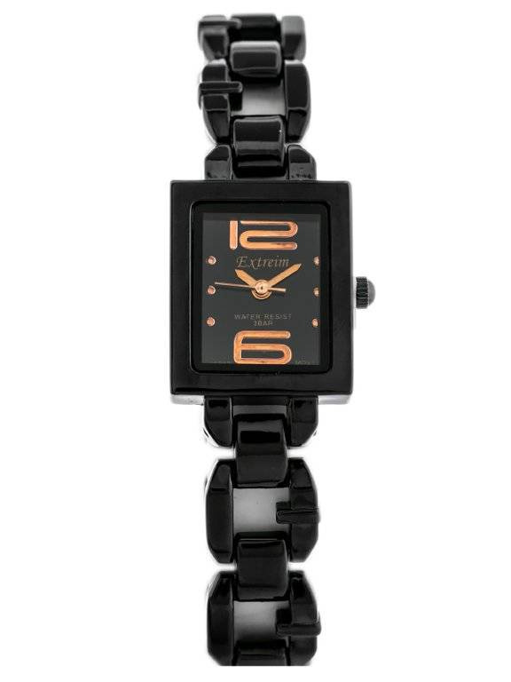 Czarny zegarek damski Extreim EXT-Y003A-5A - zegarek z przodu na bransolecie z ogniw
