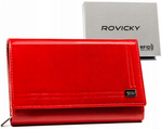 Skórzany portfel damski czerwony poziomy - Rovicky CPR-001-BAR