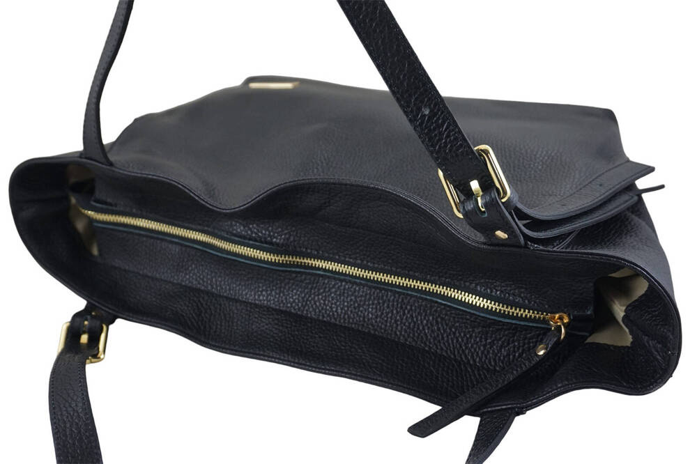 Torebka ze skóry licowej damska Barberini's 987-1 shopper A4 czarna - cecha produktu