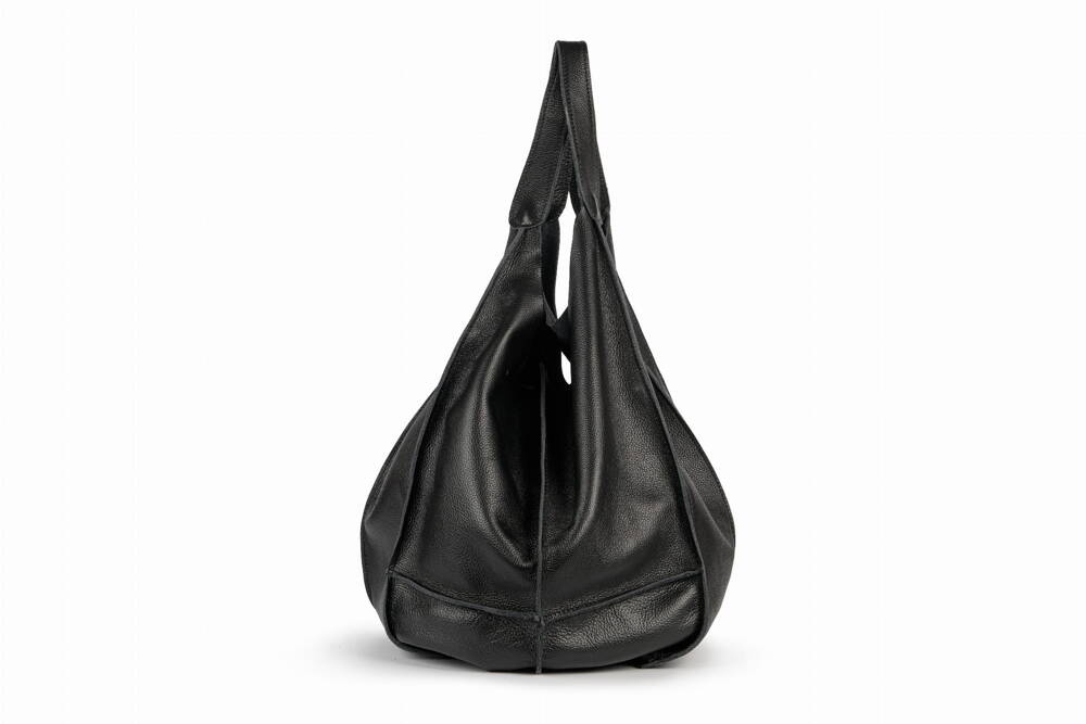 Torebka skórzana damska VOOC EP25 shopper bag worek A4 czarna - wnętrze i organizacja przestrzeni