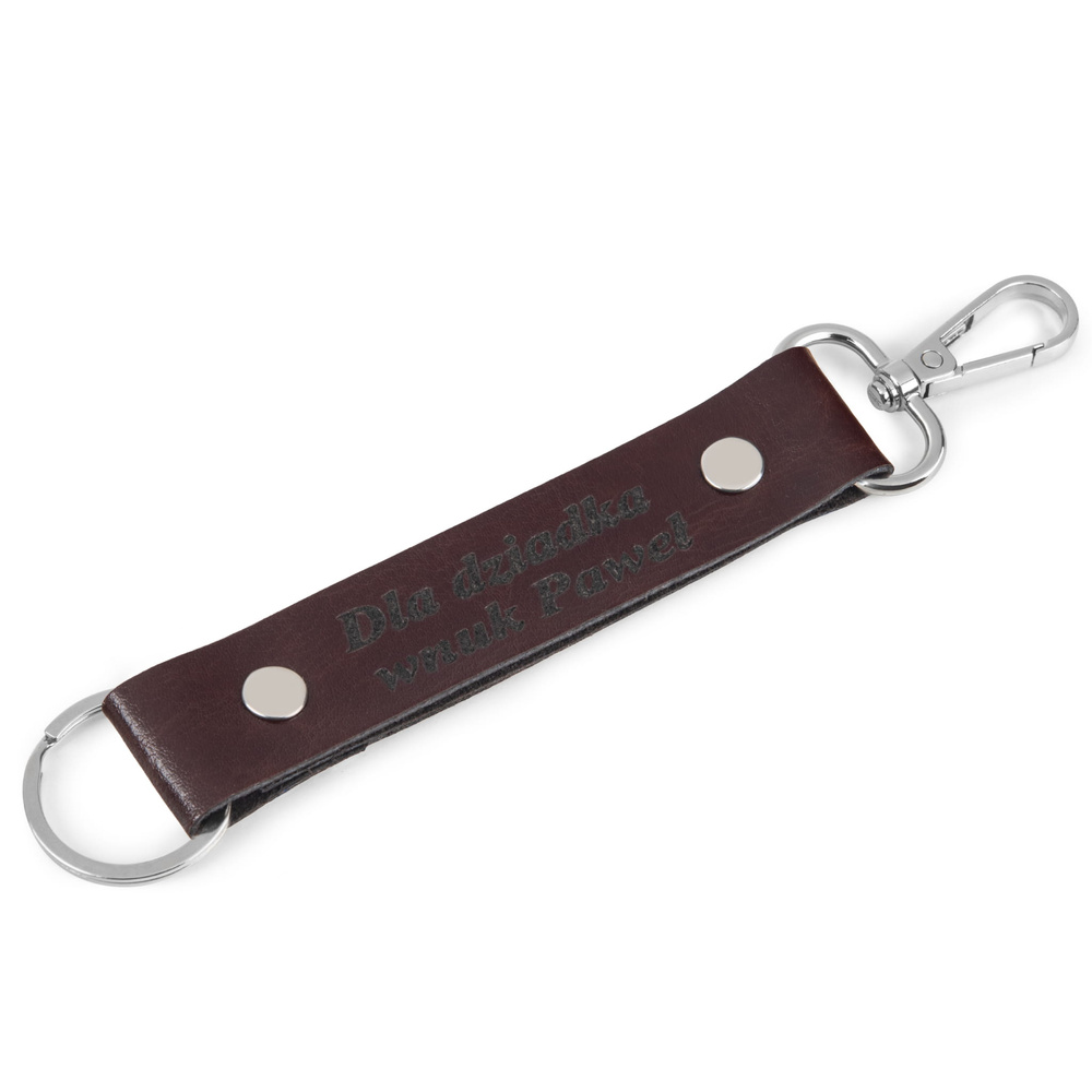 Brelok ze skóry naturalnej unisex B5 z grawerem personalizowany bordowy - szlachetna skóra naturalna w kolorze bordo