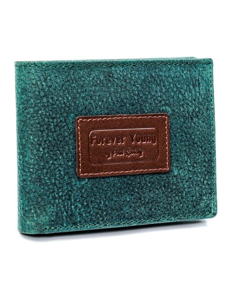 Zielony portfel męski Forever Young N951-VTP z naszywką z logo na froncie