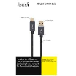 Kabel USB-A - USB-C, pozłacane wtyki, transfer do 5GB/s, 1,2 m (Czarny) Budi