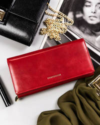 Klasyczny skórzany portfel damski czerwony — Peterson PTN 42100-SG