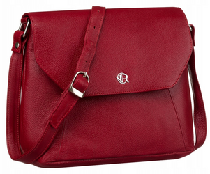 Skórzana listonoszka damska torebka na ramię czerwona - Rovicky R-TSL-08-CPDM