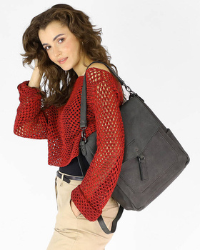 Skórzana torebka damska na ramię miejska czarna A4 - MARCO MAZZINI vs67a