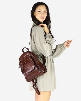 Skórzany plecak damski brązowy plecaczek na jedno ramię - MARCO MAZZINI vs83c