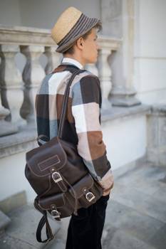Skórzany plecak miejski męski brązowy w stylu retro - Vooc TC13