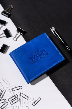 Skórzany portfel męski niebieski w orientacji poziomej - Always Wild AW-N6-MAL