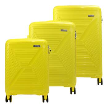 Zestaw walizek 3x żółta walizka mała, średnia, duża - Pierre Cardin LEE01 PP12 106 x3 Z